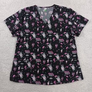 GT Performance Scrub Top Womens XL Black Tackle Breast Cancer‎ 548BC-23